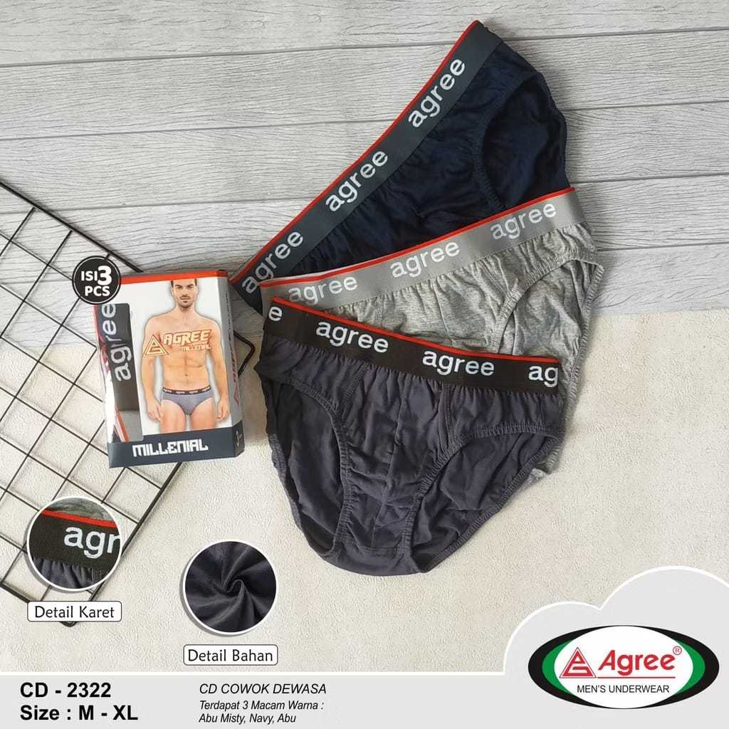 paket isi 3Pcs CD Agree 2322 Millenial PRIA CELANA DALAM PRIA CD COWO M-XXL