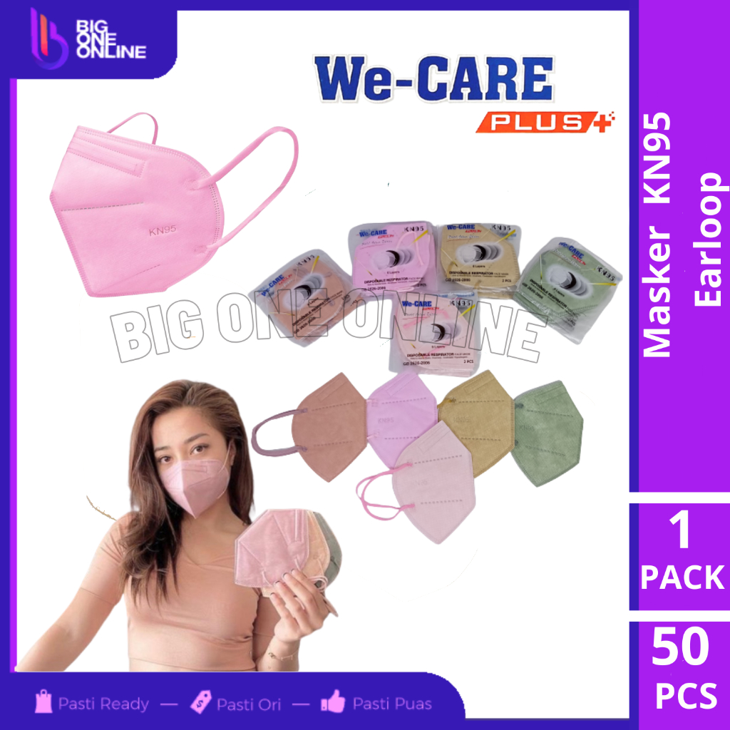 We-Care Premium KN95 5 Ply, Masker Earloop 5ply White & Black, Disposable Mask 5 Layers Emboss Medic