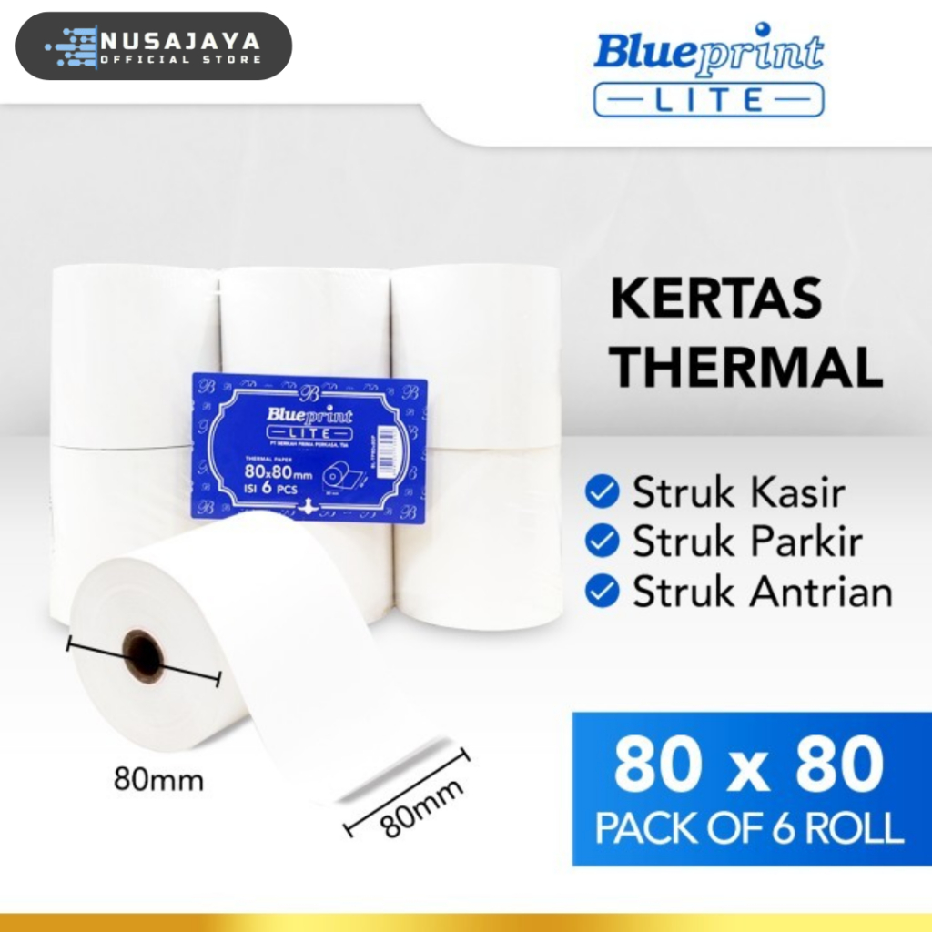 

KERTAS THERMAL BLUEPRINT LITE 80x80 mm, 80 x 80 mm - 1 Pack 6 Roll