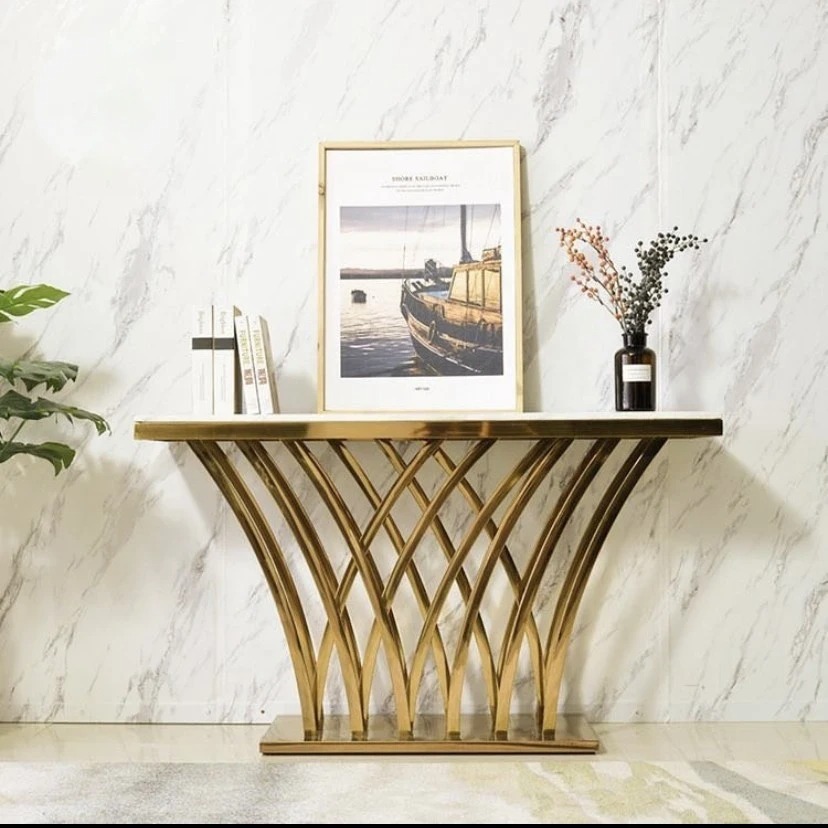meja konsul marmer stainless gold console table meja dinding stainless