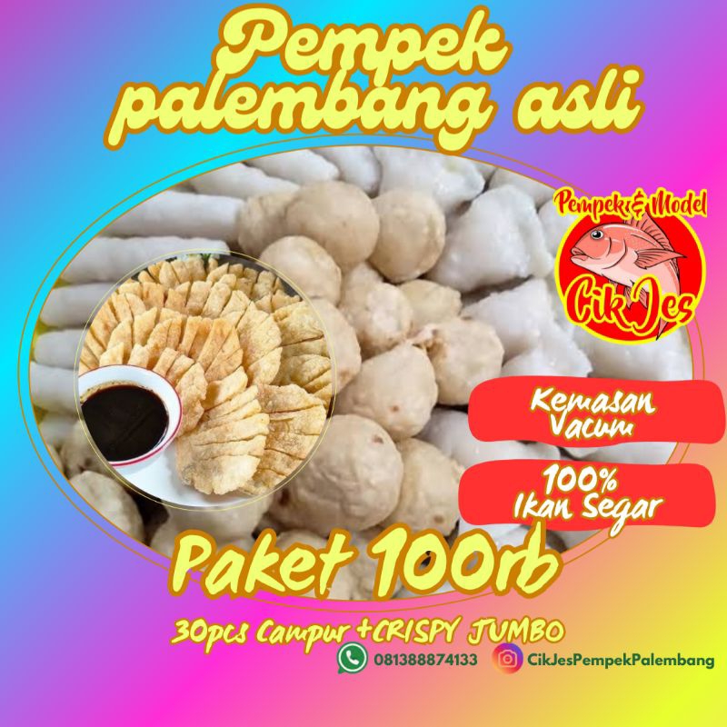 

PAKET PEMPEK 100RIBU PEMPEK KECIL KAPAL SELAM CRISPY JUMBO PREMIUM palembang asli ikan dijamin segar tidak bau kemasan vacum