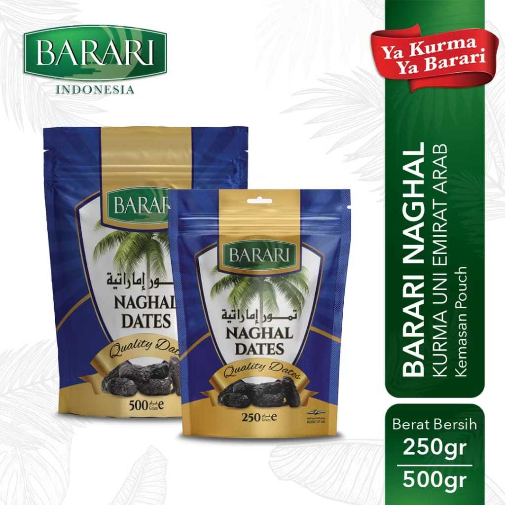 

BARARI Naghal Pouch Kurma Emirat Premium Dates High Quality Tekstur Lembut dan Kenyal ( CARTONAN )