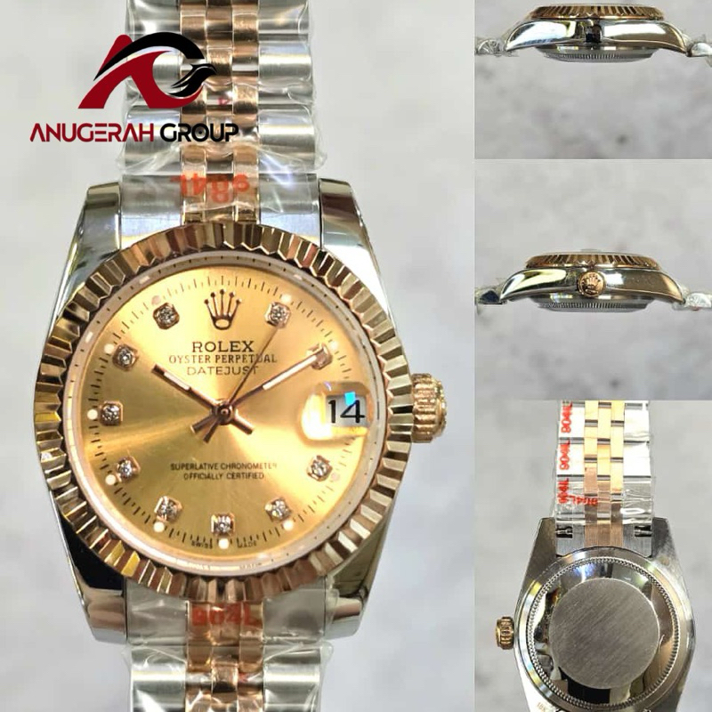 ROLEX DATEJUST 31MM AUTOMATIC / JAM TANGAN WANITA ROLEX COMBI ROSEGOLD DIAMOND PREMIUM GRADE AAA