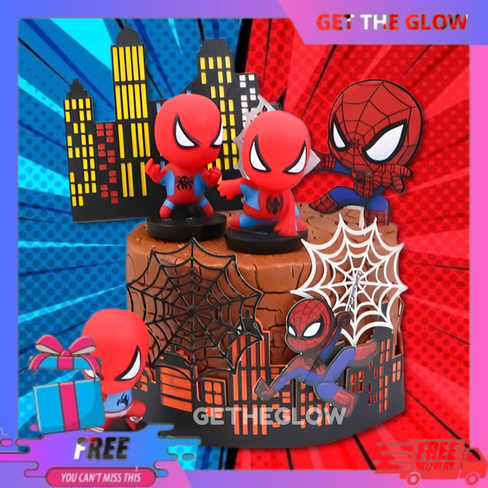 Cake Topper Spiderman Dekorasi Hiasan Kue Ulang Tahun Tema Superhero Karakter Hero Marvel Spiderman