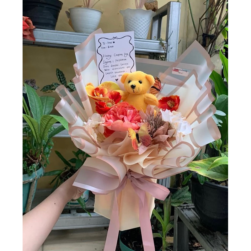 BUKET BONEKA WISUDA / BUKET BUNGA ARTIFICIAL MURAH BANDUNG ‼️