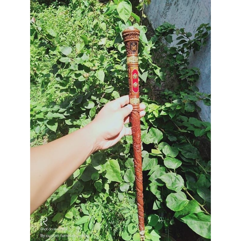 Tongkat komando lapisan emas kepolisian,TNI, kejaksaan.bisa custom ukiran,nama, Pangkat,bahan kayu b