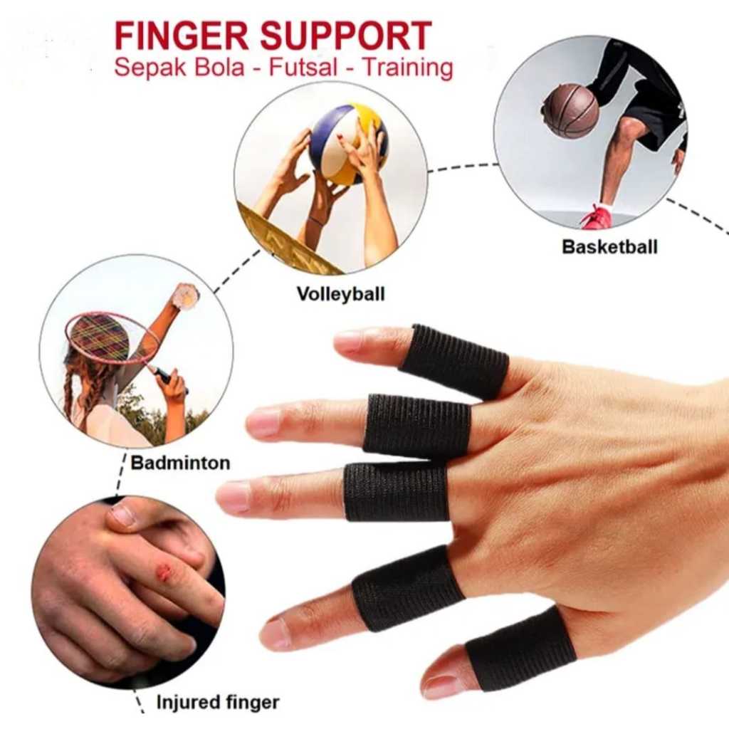 Finger Support Pelindung Jari Tangan Karet Elastis Buat Olahraga Volly Kiper Futsal Basket