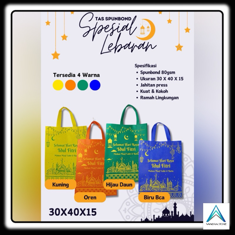 

Goodie Bag Lebaran Isi 12 Pcs Spunbond - Tas Hampers Idul Fitri (30x40x15cm)