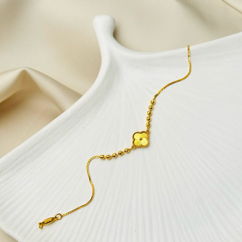 Gelang Serut Clover Merica Emas Asli Kadar 875 20K