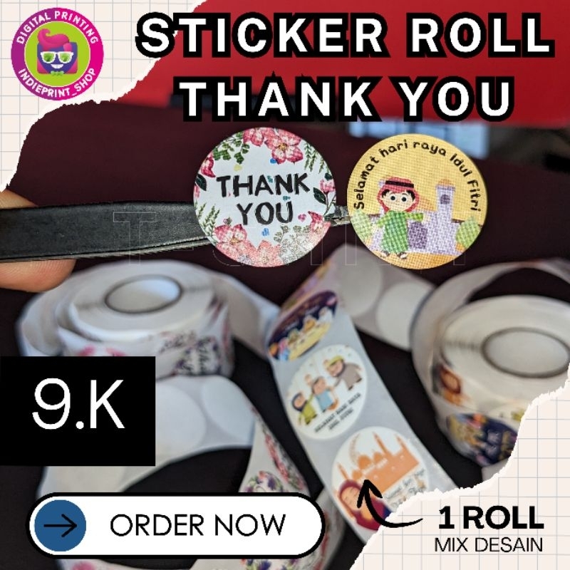 

Label Stiker Roll Kemasan Packaging Stiker Thankyou & Lebaran Random