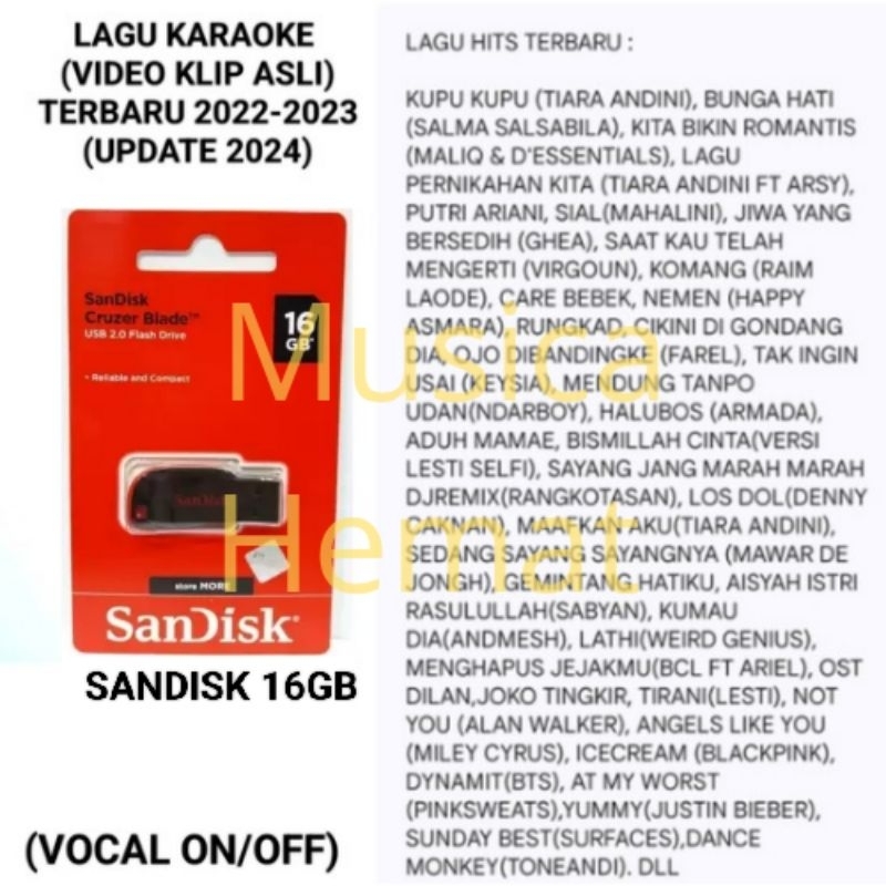flashdisk sandisk 16GB lagu karaoke update