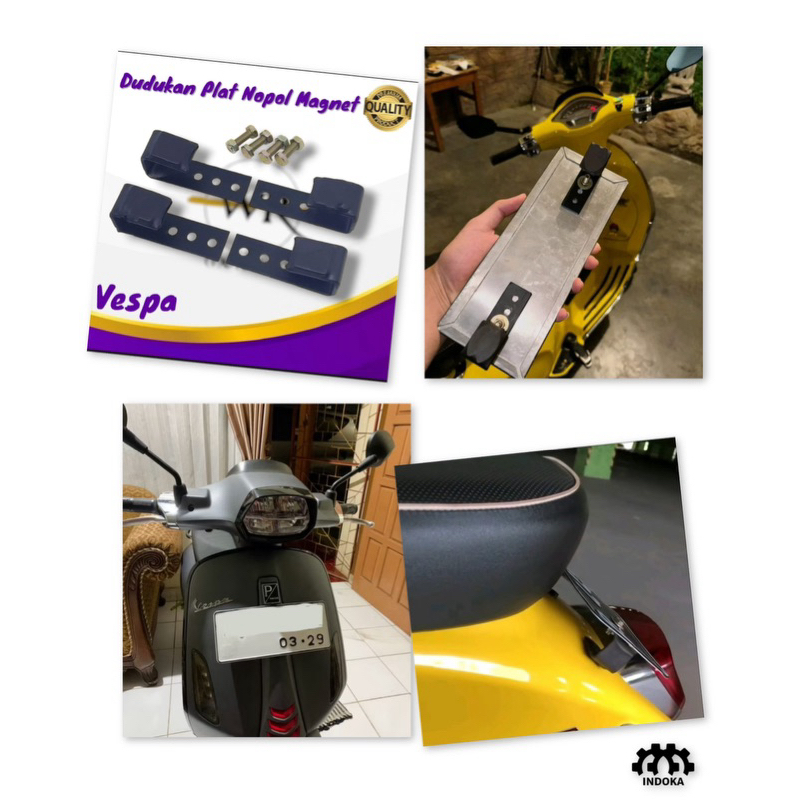 Dudukan Breket Magnet Plat Nomor Vespa Matic Dan Vespa Klasik