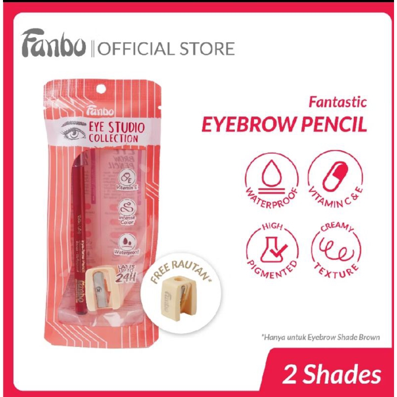 Fanbo Pensil Alis Warna Coklat Free Rautan / hitam