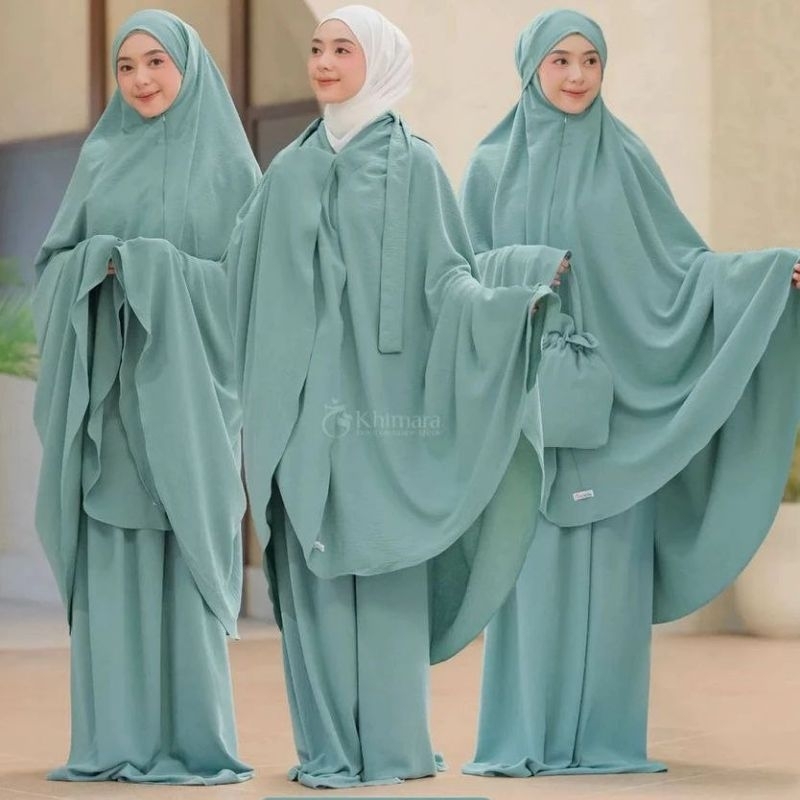 MUKENA JUMBO DEWASA LESTI 3IN1 Mukena Viral Bahan Crinkle Airflow Premium Polos Adem Lembut Nyaman D