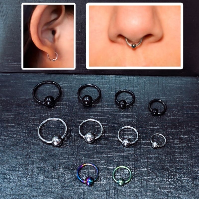 ANTING RINGBALL SEPTUM TITANIUM / TINDIK TELINGA / TINDIK SEPTUM TITANIUM / ANTING HIDUNG TITANIUM /