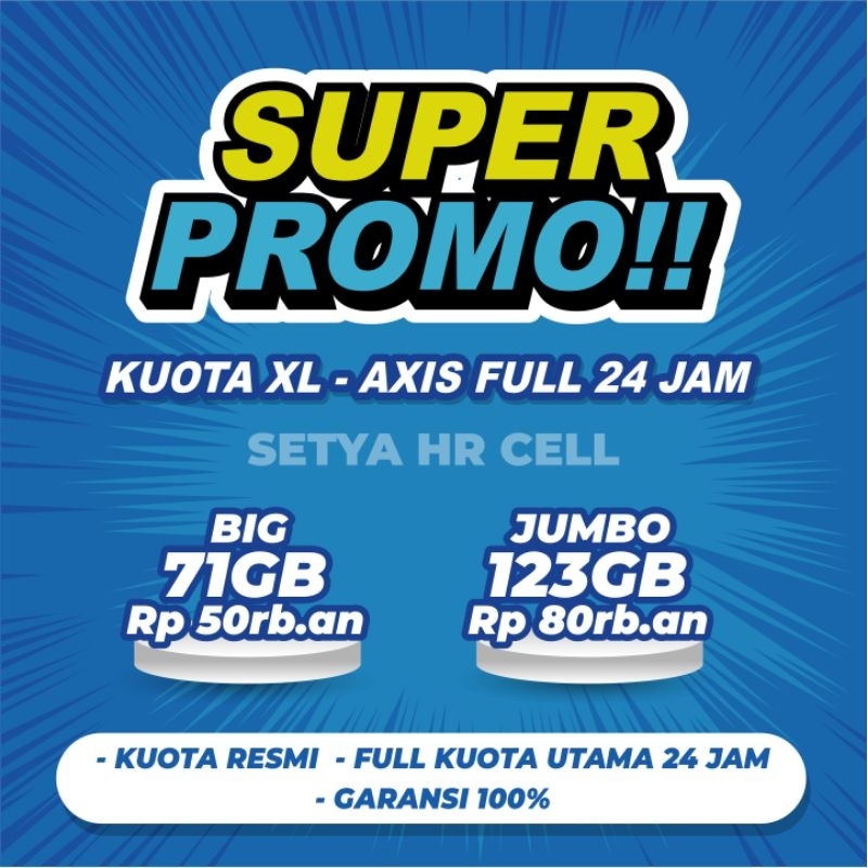 Super Promo Kuota XL AXIS LIVE ON Full 24 Jam