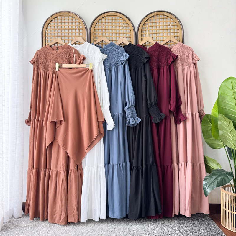 SMOCKED SET HIJAB PREMIUM