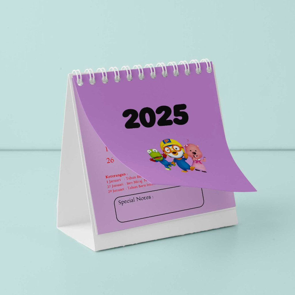 

Kalender Meja Mini 2025 Portable Edisi Pororo II Praktis dan Berkualitas II Custom