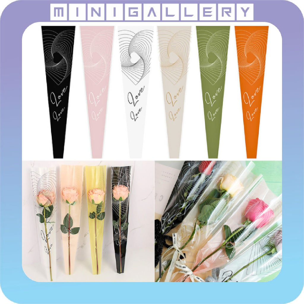 

50 Lembar Plastik Bunga Mawar 1 tangkai Wrapping Plastik untuk Mini Buket Rose SF09