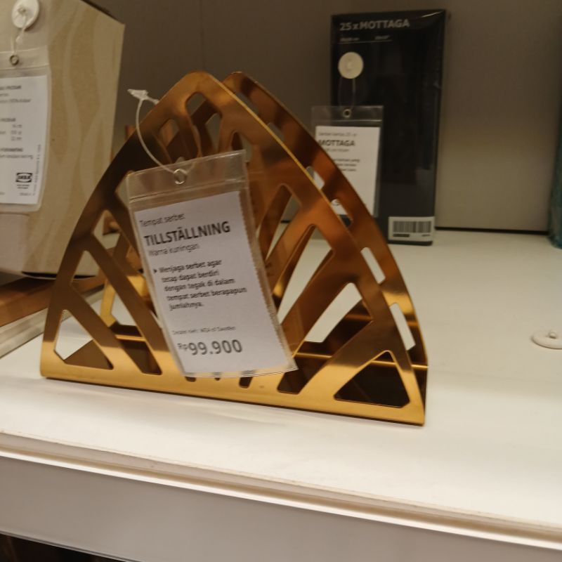 IKEA TILLSTALLNING tempat serbet kertas warna gold emas paper napkin holder cafe hotel restoran