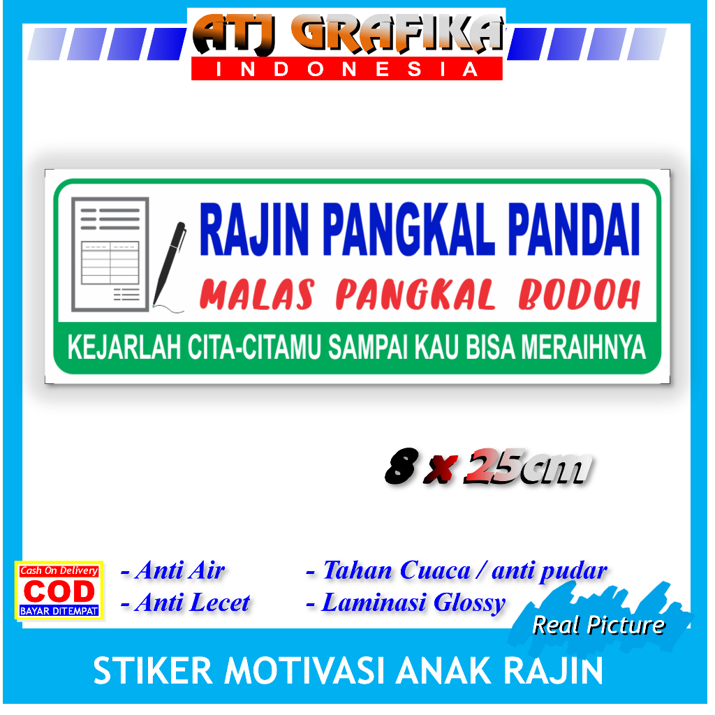 

Stiker rajin pangkal pandai motivasi anak sticker kata bijak sekolah kamar anak rumah