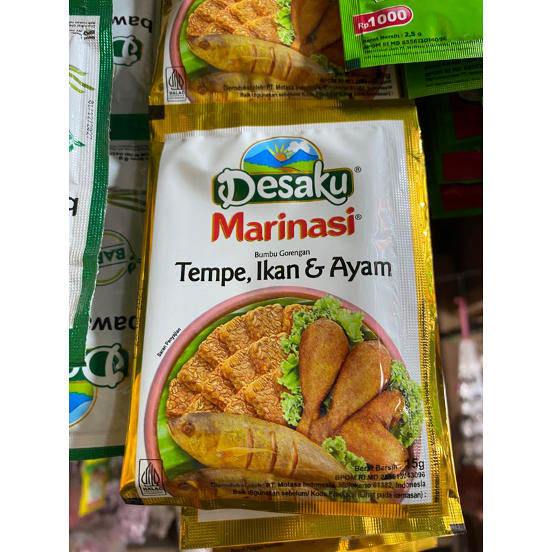 

Desaku Marinasi tempe, ikan, ayam | 1 renceng isi 12 | desaku marinasi
