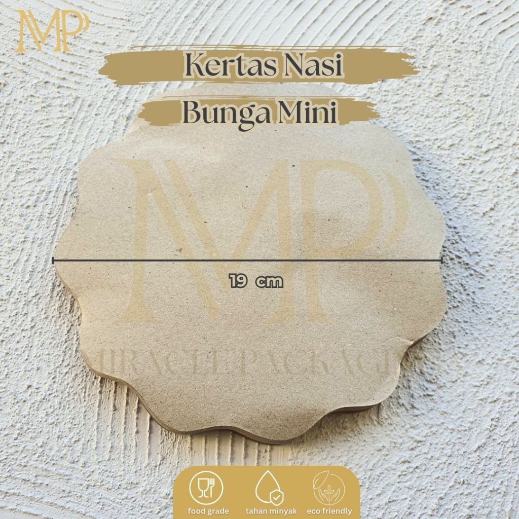 Kertas Nasi Bunga Bulat Coklat Mini Biru 19cm Elang Mas / Kertas Nasi Alas Piring Rotan 100 pcs