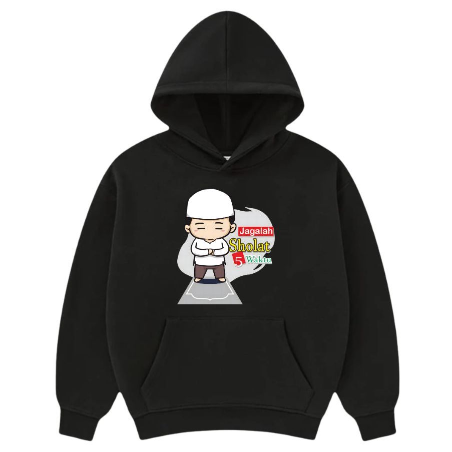 Jaket Sweater Hoodie Anak Laki Laki Perempuan Motif Ngaji Muslim Islami Jagalah Sholat