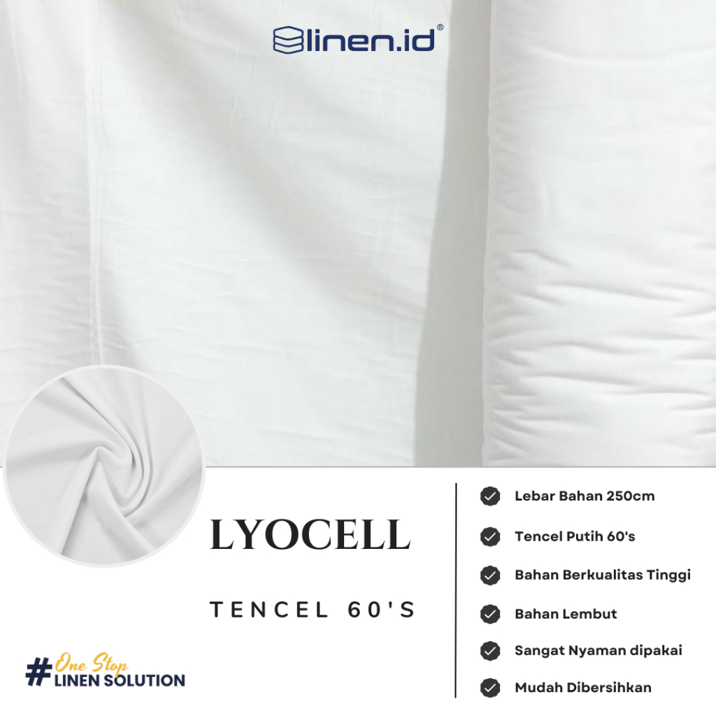 [Bahan Sprei Putih] Kain Polos Lyocell Lebar 250Ccm