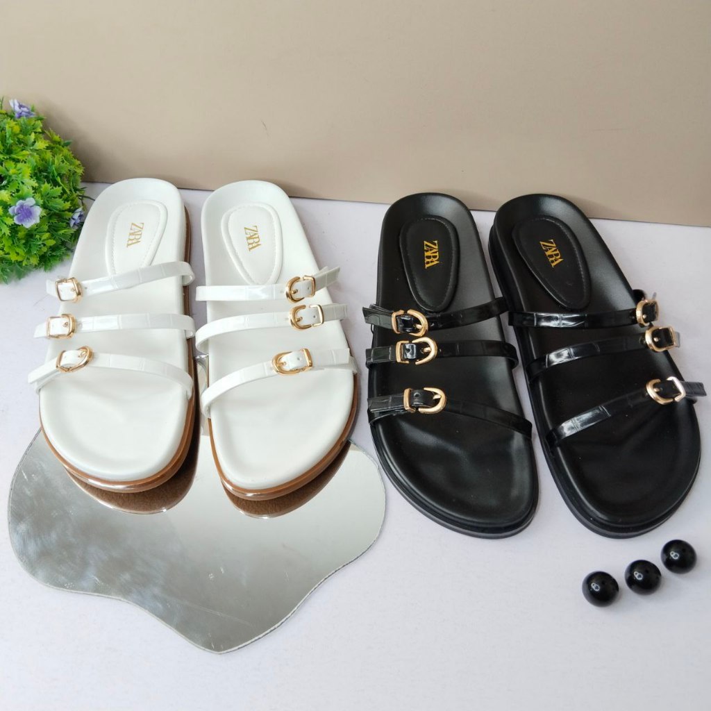 Zara Sandal Flat Women Slippers Printed Croco 30152-8