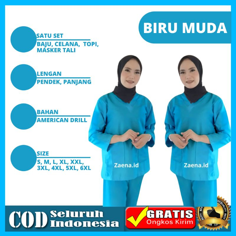 Baju ok lengan panjang Baju Jaga Oka Perawat Bidan Tenaga Medis Lengan Panjang Pendek Scrub Dokter P