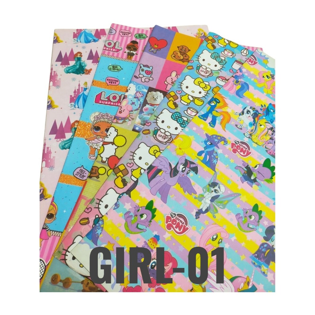 

( 5 LEMBAR 5 MOTIF )KERTAS KADO MIX BOYS/GIRL/UNIVERSAL- GIFT WRAP PAPER SANSAN WAWA/KIKY