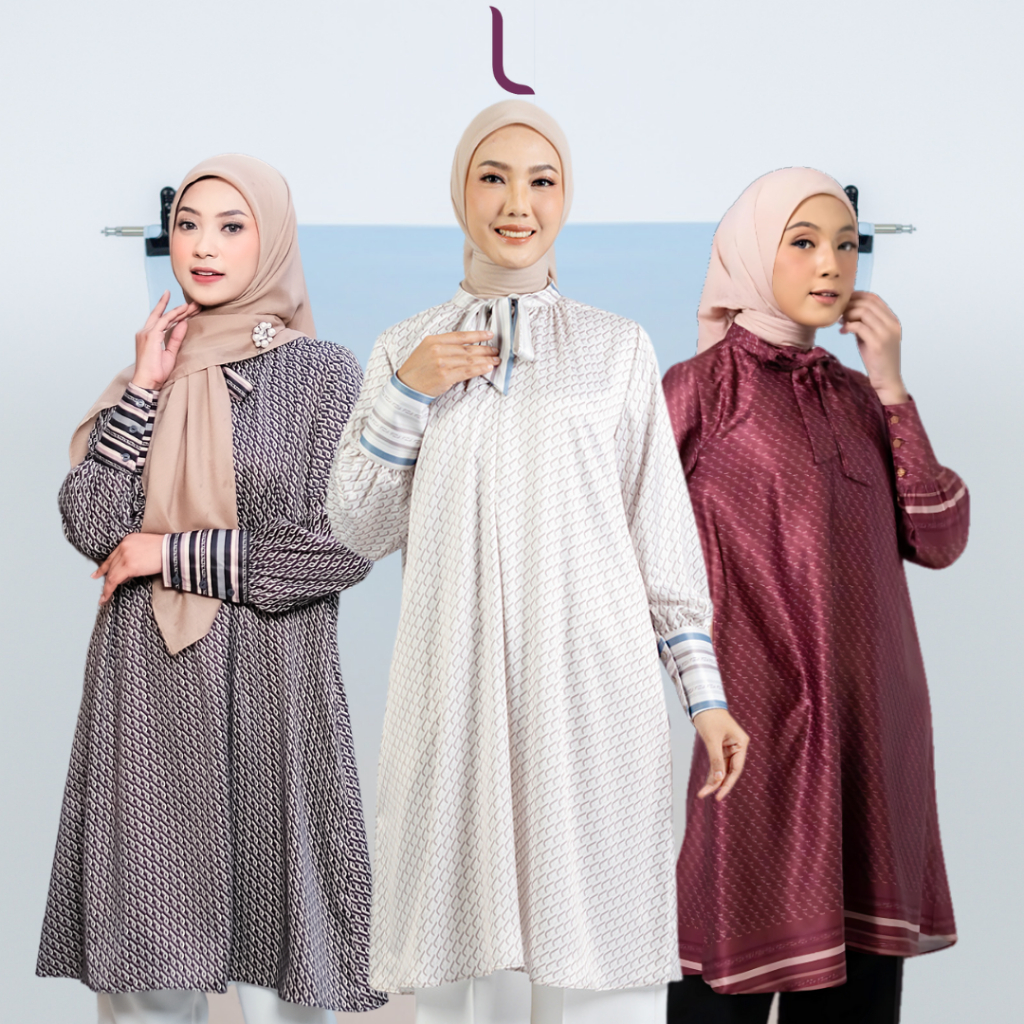 Elzatta Atasan Wanita Tunik Motif Tali Monogram