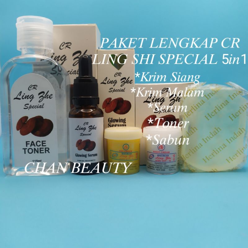 Paket CR LING SHI Special ( Krim - Serum - Toner - Sabun )