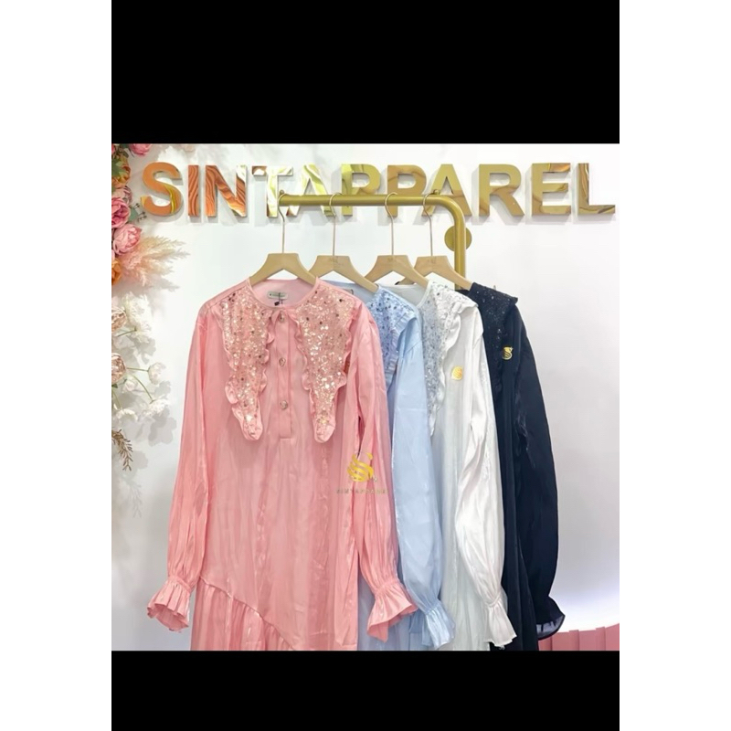 dress shimer warna putih