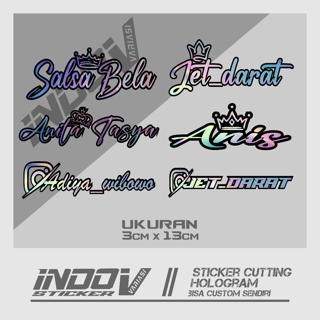 

sticker hologram bebas custom nama