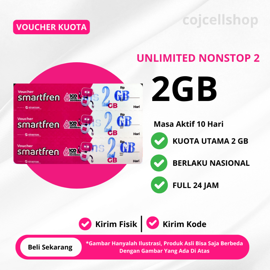 Paket Data Smartfren/Voucher Kuota Smartfren Unlimited Nonstop 2GB 10 Hari Berlaku 24 JAM