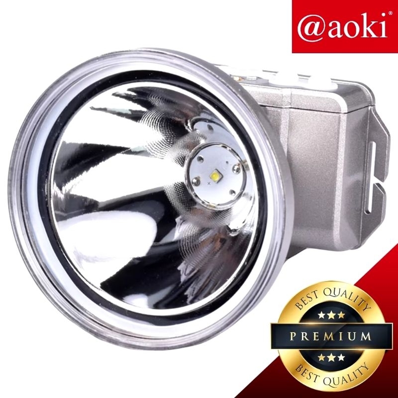 Promo Senter Kepala Anti Air Jarak Jauh 1000 Meter AOKI AK-H065 65Watt Tahan 10 Jam Sorot Led Super 