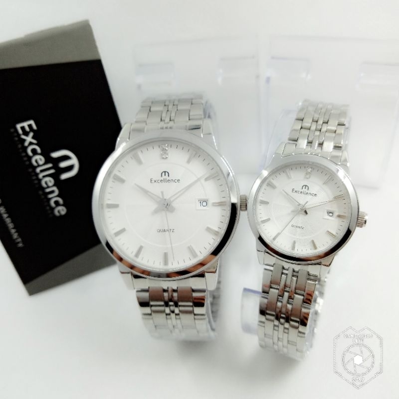 Jam Tangan Wanita dan Pria Excellence 8109 Quartz Casual Elegan Tanggal Aktif Original