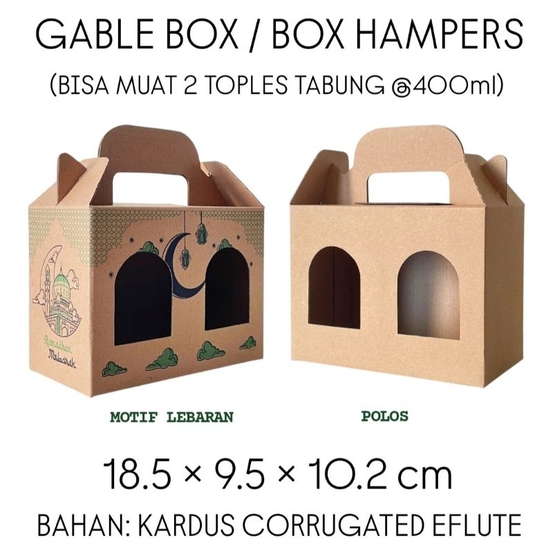 

(MIN ORDER 10 PCS) BOX TOPLES TABUNG 400ml / GABLE BOX 18.5x9.5x10.2 / BOX HAMPERS PARCEL LEBARAN IDUL FITRI NATAL