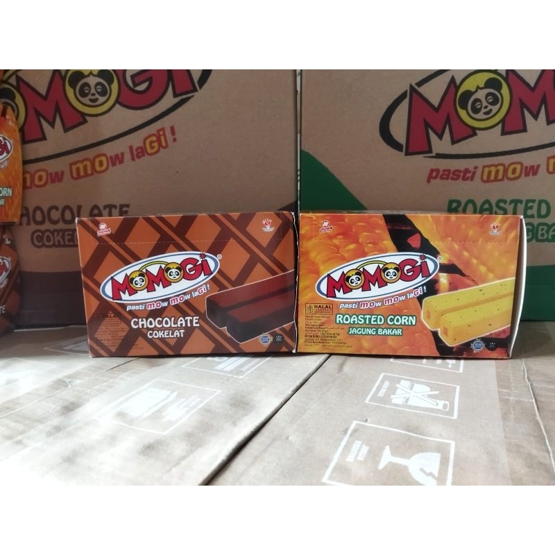 

Momogi 5 gram eceren 500 1 box isi 20 rasa cokelat/ jagung bakar