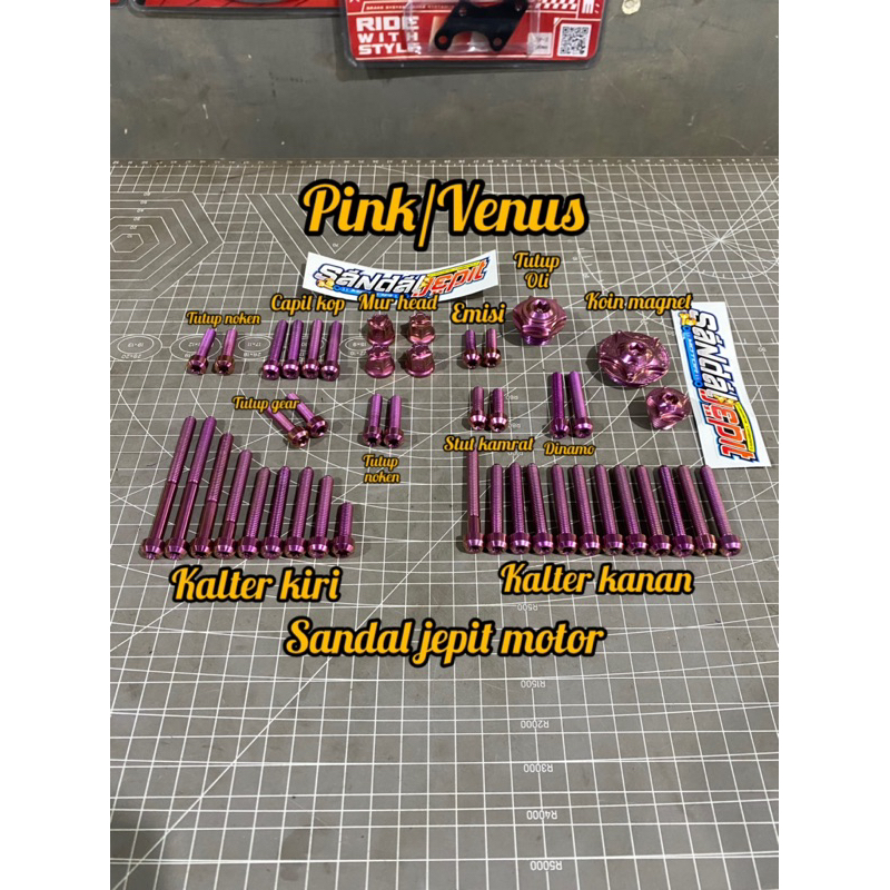 BAUT TITANIUM PINK FULL MESIN CB GL MP TIGER GL100 BAUT TITANIUM FULL SET MESIN CB GL MP TIGER GL100