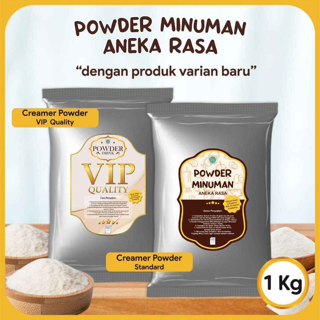 

Krimer Bubuk VIP Creamer Powder Kualitas Premium 1 Kg Non Diary Bubuk Krimer Premium