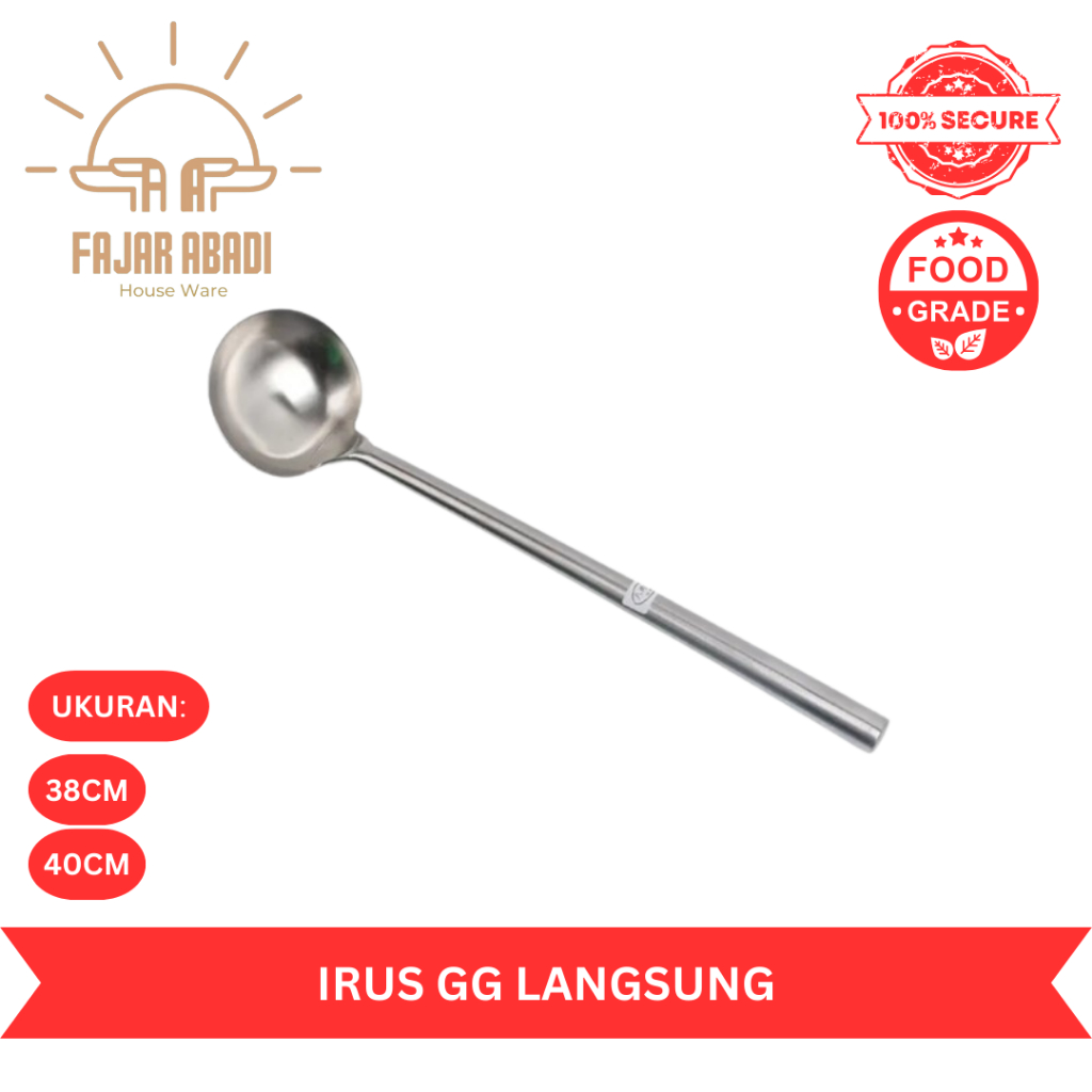 Irus Gagang Langsung/Irus Kuah/Irus Tumis Panjang Stainless