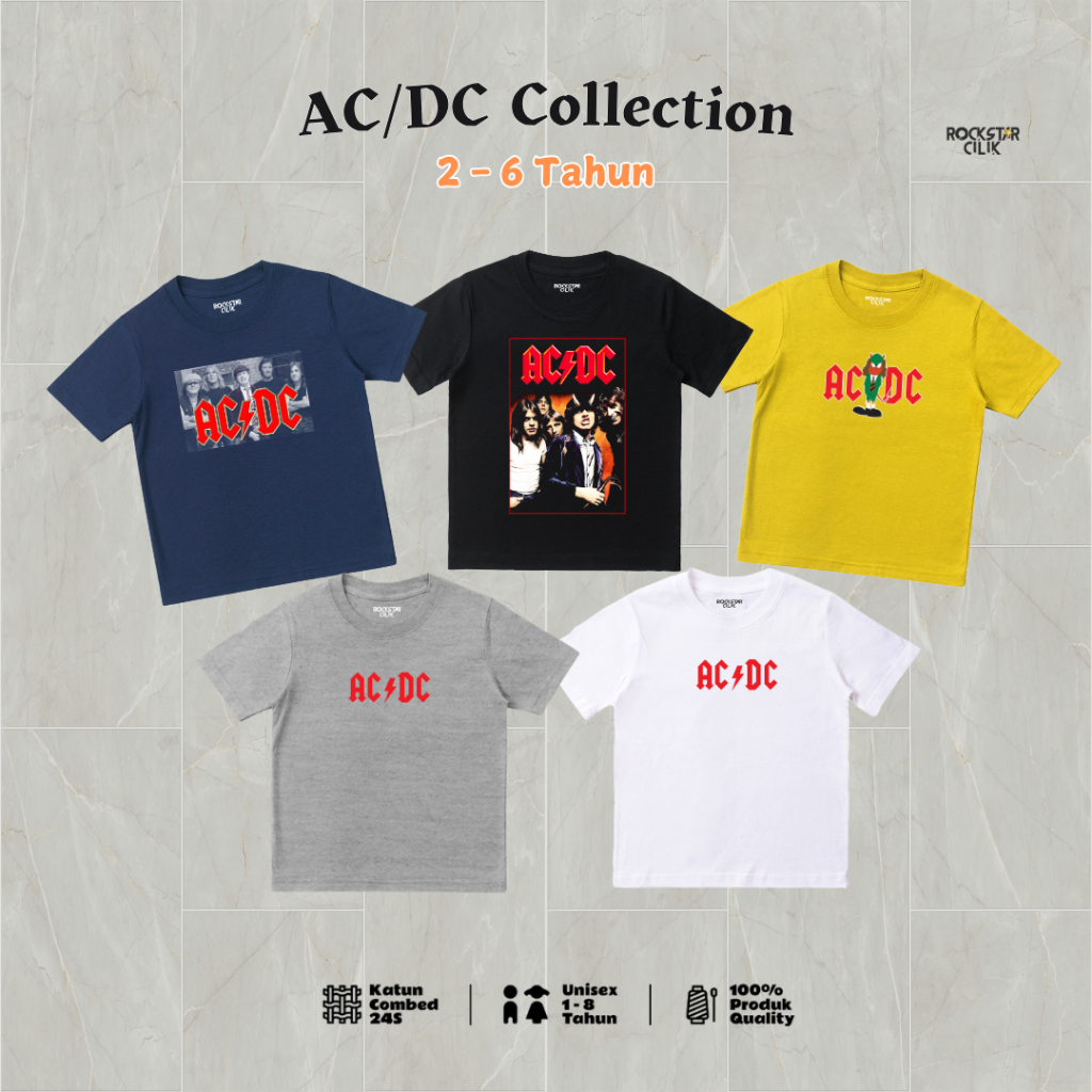 Kaos Band Anak AC/DC T-shirt Band AC/DC Anak Rockstar CIlik