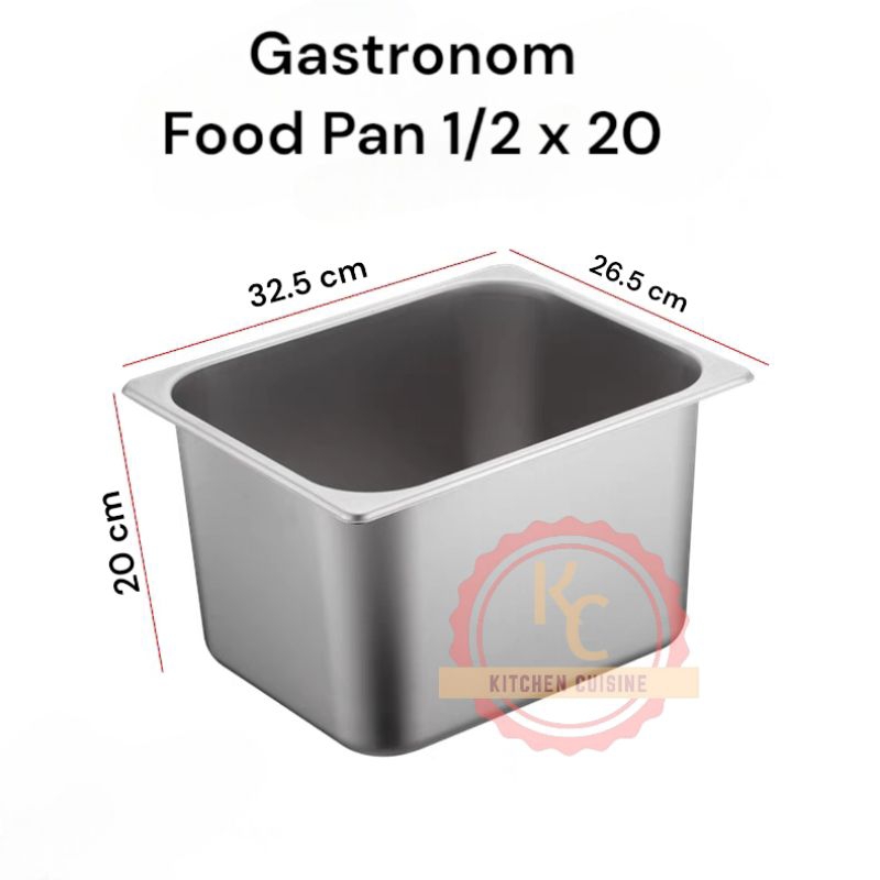 Gastronom Food Pan 1/2 33 x 27 x 20 cm / GN Pan Stainless / FoodPan / Wadah Stainless / Food Pan wit