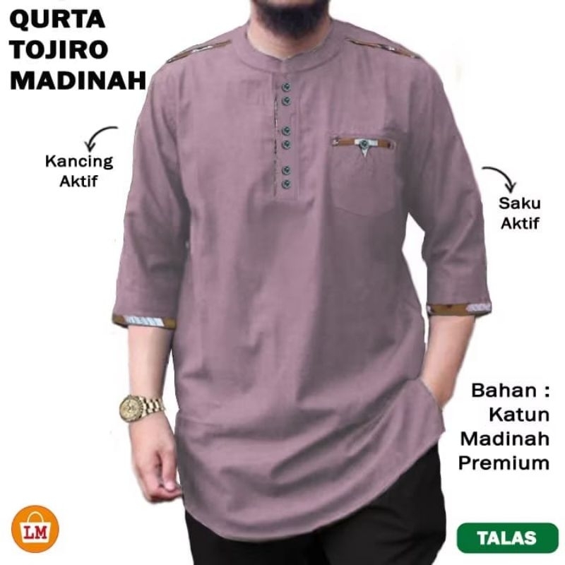 Radju 2- Baju Koko Kemeja Kurta Qurta Khurta Pria Laki Arab Muslim Lengan 3/4 Ukuran M L XL XXL JUMB