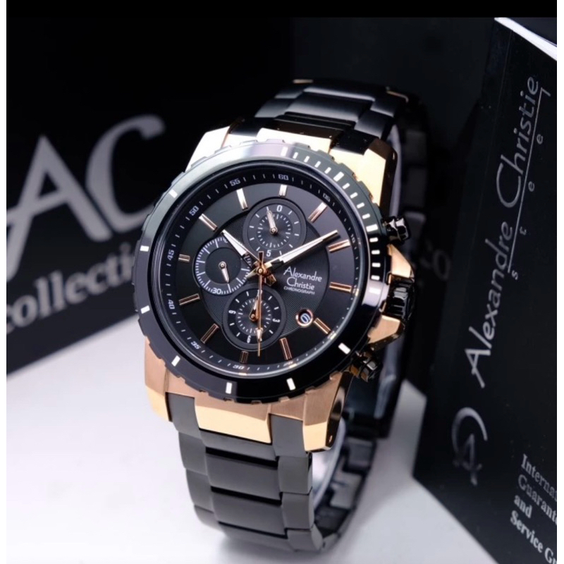 JAM TANGAN PRIA ALEXANDRE CHRISTIE AC6141 MC / AC 6141 MC ORIGINAL GARANSI RESMI 1 TAHUN - Black Gol