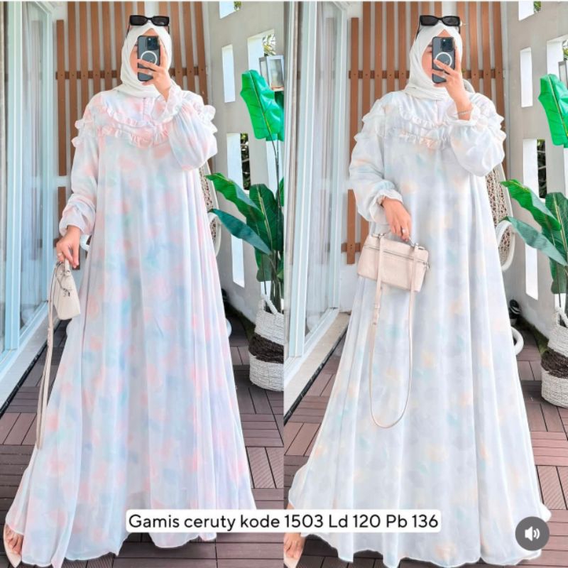GAMIS ANISA//GAMIS CERUTY/GAMIS RAYON PREMIUM/GAMIS MOTIF BUNGA/GAMIS LENGAN PANJANG/GAMIS RAYON JUM