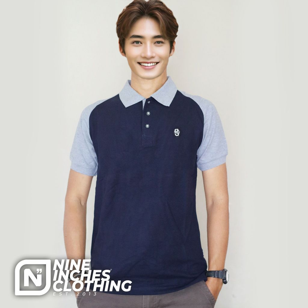 Kaos Kerah Wangki Polo Shirt Raglan Premium 9 Nine inches Original Baju Koko